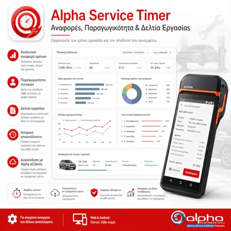 Alpha Service Timer — записване на времето